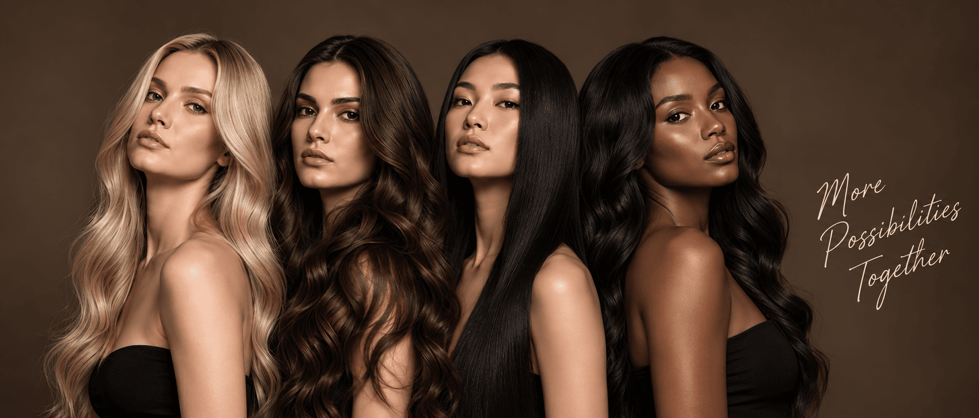 Professional human hair extensions in blonde, brunette and black shades